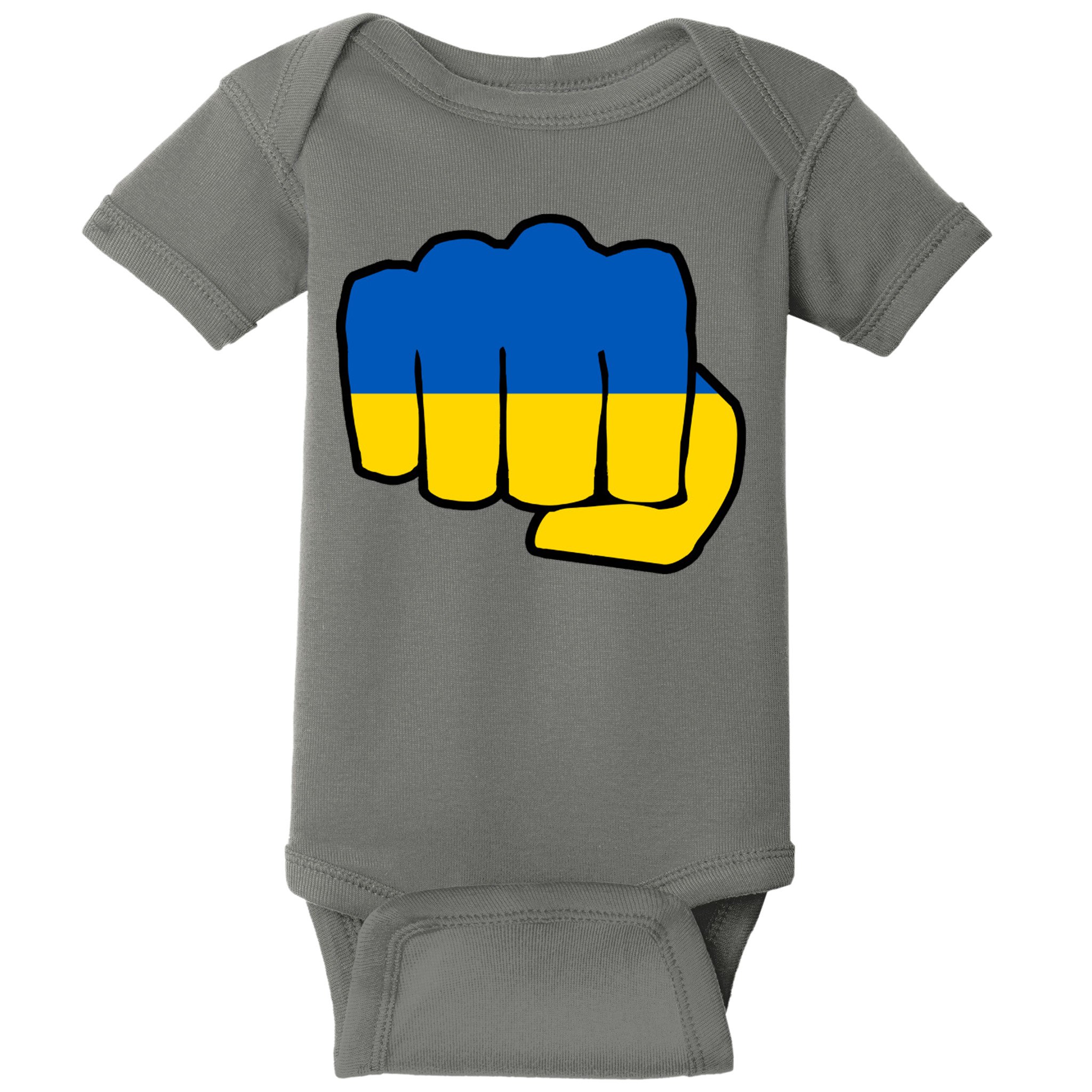 Support Ukraine Flag Fist Baby Bodysuit