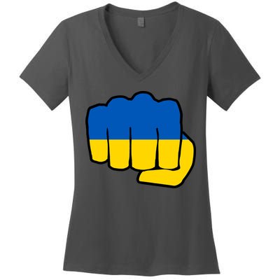 Support Ukraine Flag Fist Women's V-Neck T-Shirt