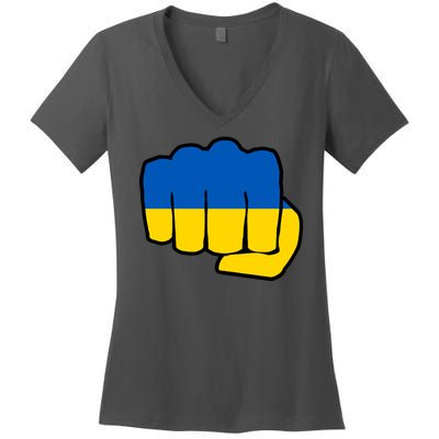 Support Ukraine Flag Fist Women's V-Neck T-Shirt