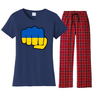 Support Ukraine Flag Fist Women's Flannel Pajama Set