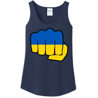 Support Ukraine Flag Fist Ladies Essential Tank