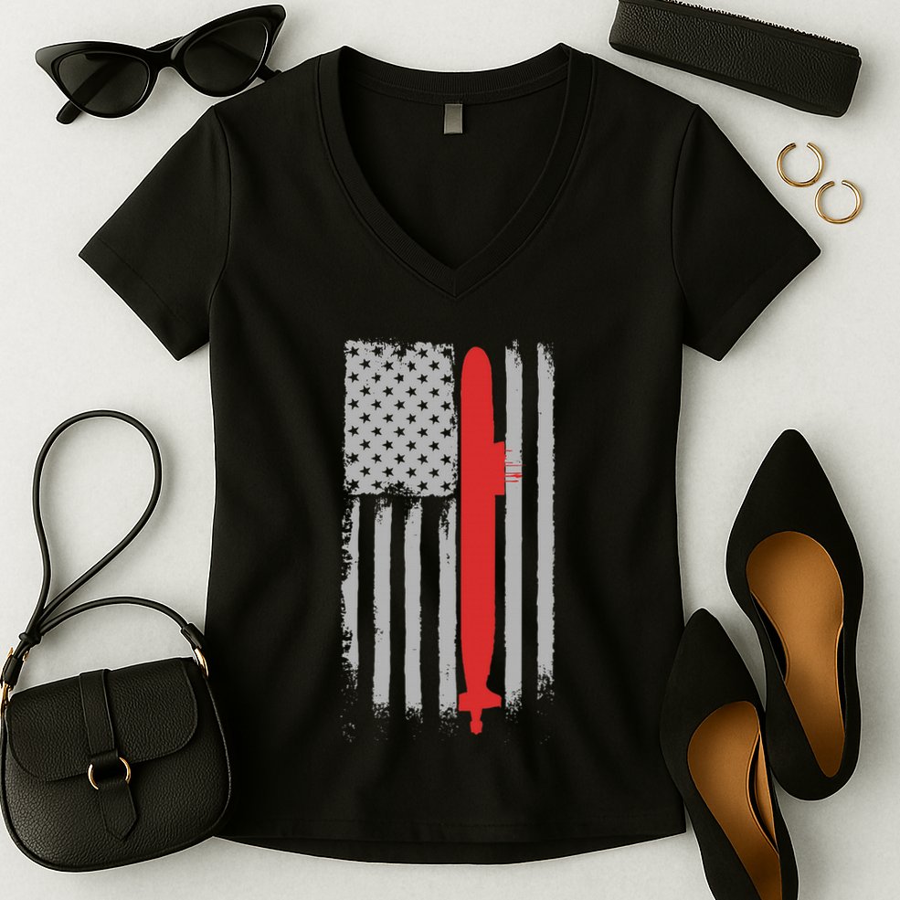 Submarine Usa Flag Gift For Submariner Women's V-Neck T-Shirt