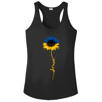 Sunflower Ukrainian Flag Tee I Stand With Ukraine Peace Gift Ladies PosiCharge Competitor Racerback Tank