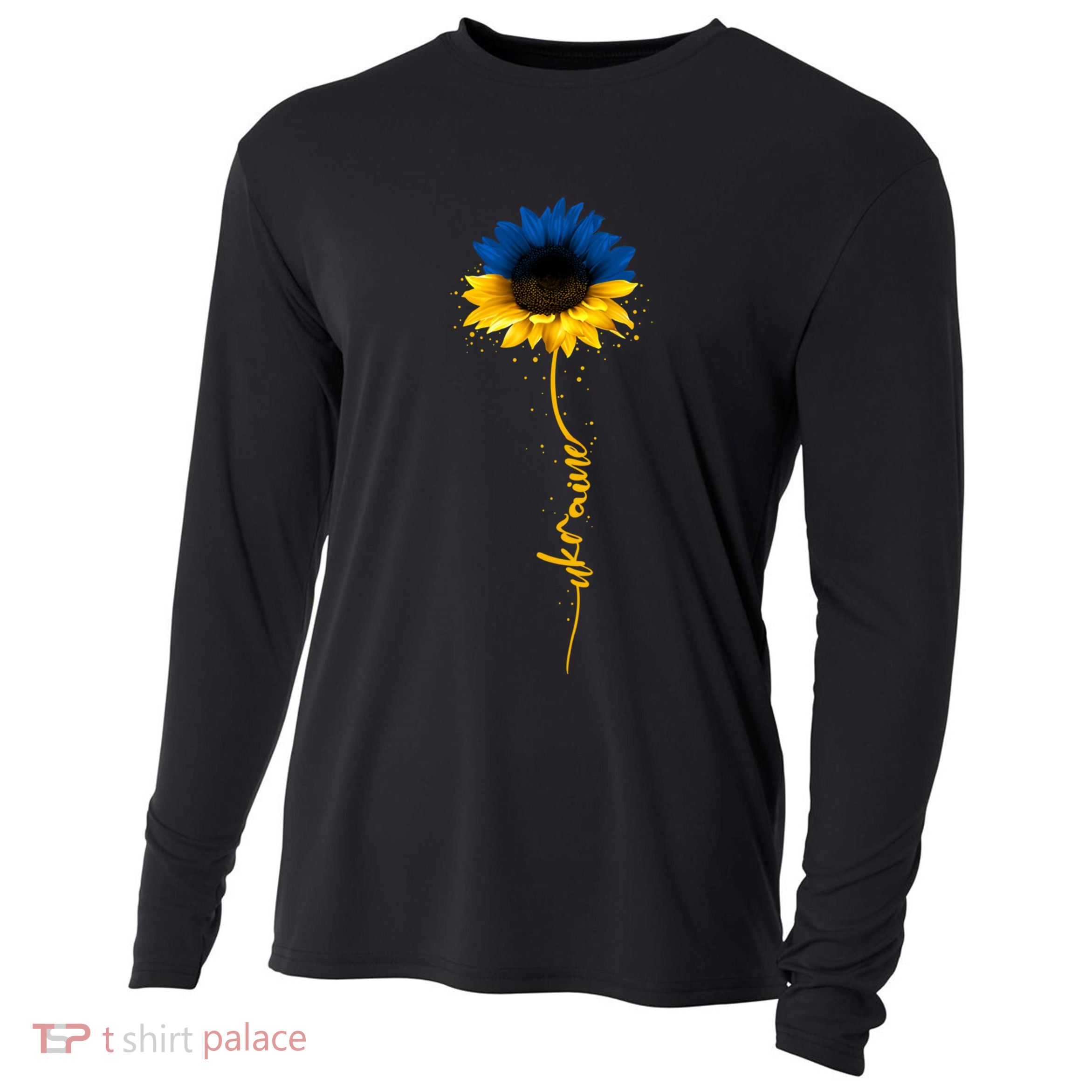 Sunflower Ukrainian Flag Tee I Stand With Ukraine Peace Gift Cooling Performance Long Sleeve Crew
