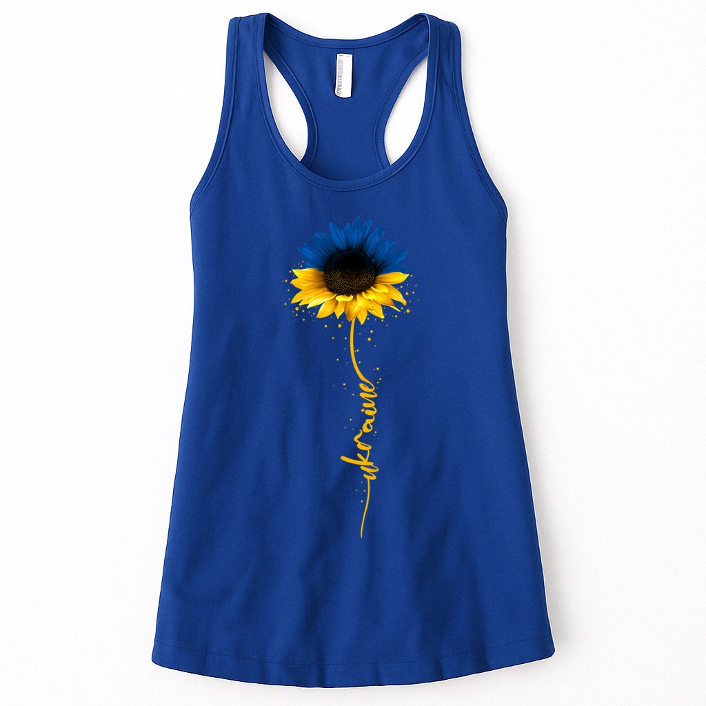 Sunflower Ukrainian Flag Tee I Stand With Ukraine Peace Gift Womens Tank Top