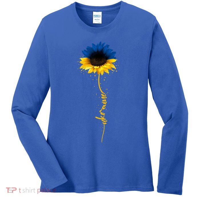 Sunflower Ukrainian Flag Tee I Stand With Ukraine Peace Gift Ladies Long Sleeve Shirt