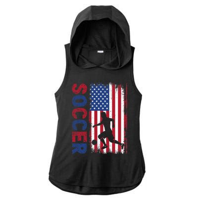 Soccer Usa Flag For Soccer Lover Ladies PosiCharge Tri-Blend Wicking Draft Hoodie Tank