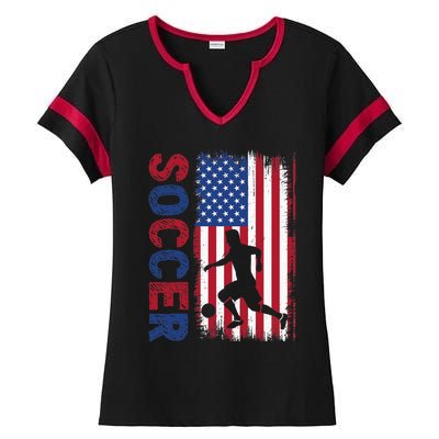 Soccer Usa Flag For Soccer Lover Ladies Halftime Notch Neck Tee