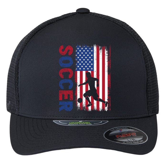 Soccer Usa Flag For Soccer Lover Flexfit Unipanel Trucker Cap