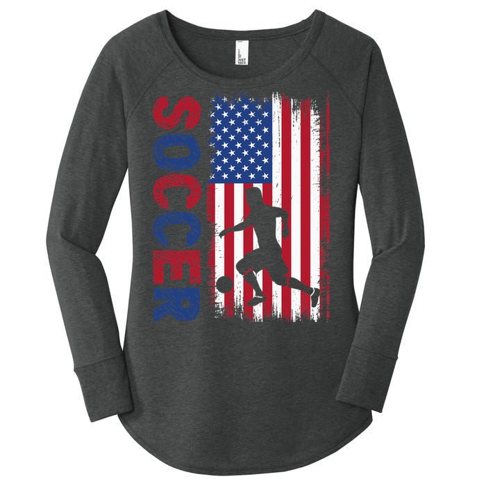 Soccer Usa Flag For Soccer Lover Women's Perfect Tri Tunic Long Sleeve Shirt