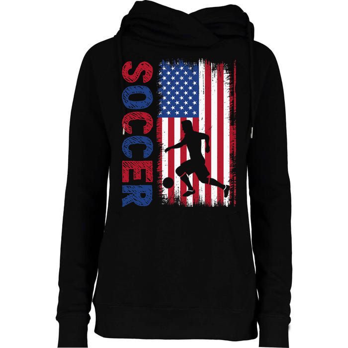 Soccer Usa Flag For Soccer Lover Womens Funnel Neck Pullover Hood