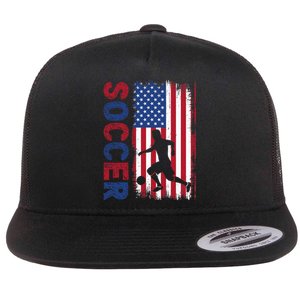 Soccer Usa Flag For Soccer Lover Flat Bill Trucker Hat