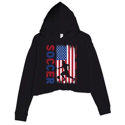 Soccer Usa Flag For Soccer Lover Crop Fleece Hoodie