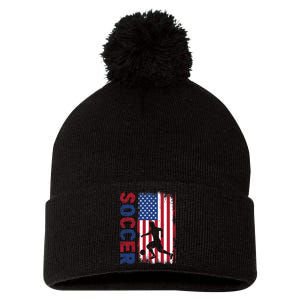 Soccer Usa Flag For Soccer Lover Pom Pom 12in Knit Beanie