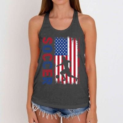 Soccer Usa Flag For Soccer Lover Women's Knotted Racerback Tank