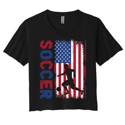 Soccer Usa Flag For Soccer Lover Women's Crop Top Tee