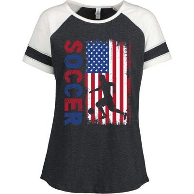 Soccer Usa Flag For Soccer Lover Enza Ladies Jersey Colorblock Tee