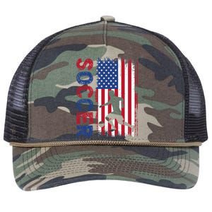 Soccer Usa Flag For Soccer Lover Retro Rope Trucker Hat Cap