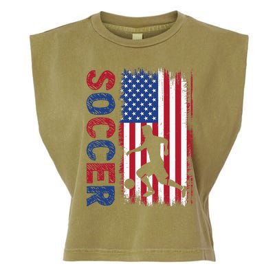 Soccer Usa Flag For Soccer Lover Garment-Dyed Women's Muscle Tee