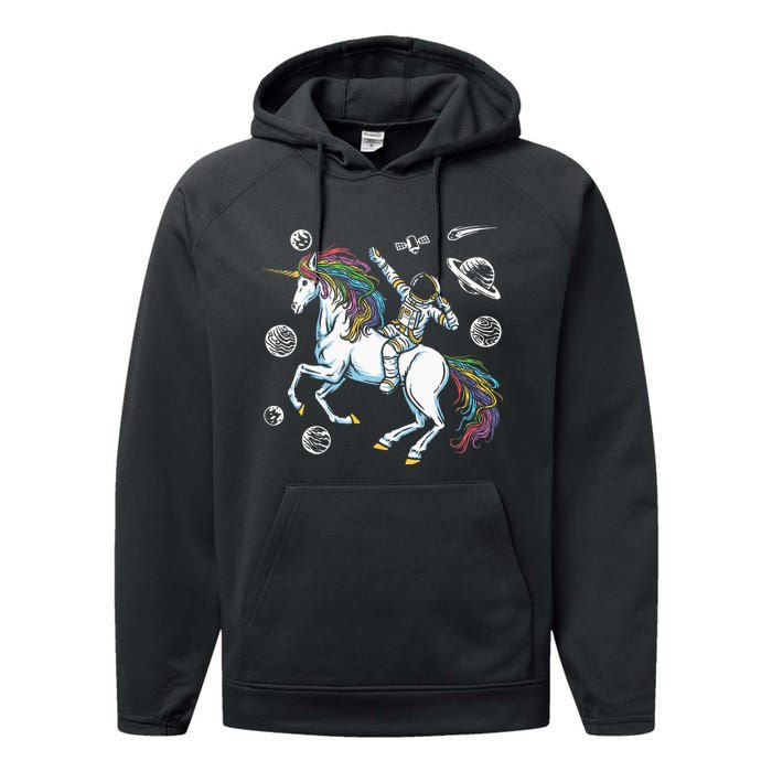 Space Unicorns Funny Astronaut Planet Travel Performance Fleece Hoodie