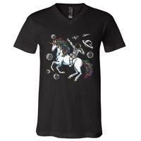 Space Unicorns Funny Astronaut Planet Travel V-Neck T-Shirt