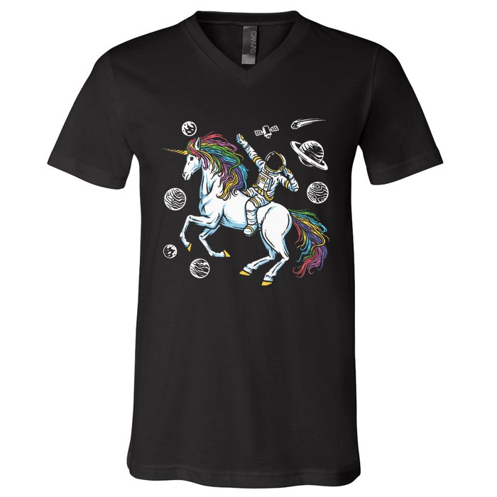 Space Unicorns Funny Astronaut Planet Travel V-Neck T-Shirt