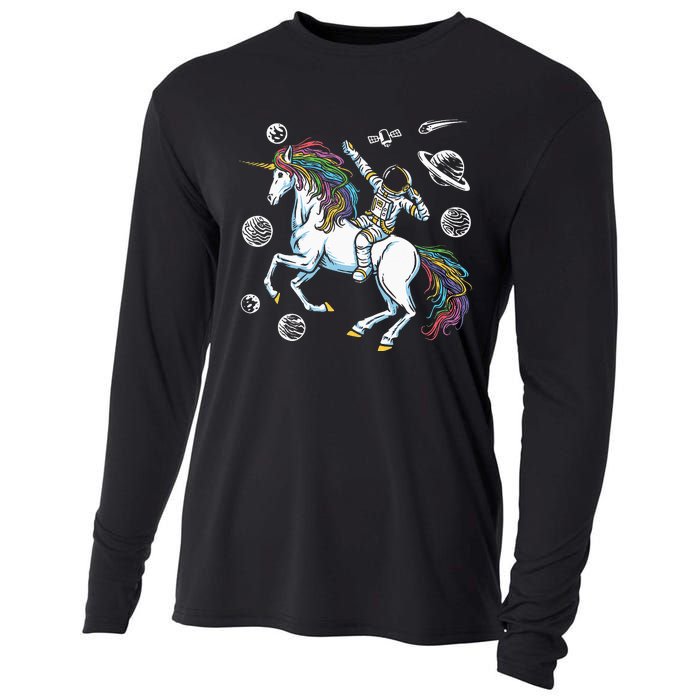 Space Unicorns Funny Astronaut Planet Travel Cooling Performance Long Sleeve Crew