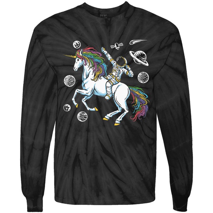 Space Unicorns Funny Astronaut Planet Travel Tie-Dye Long Sleeve Shirt