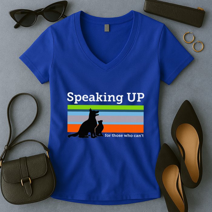 Speaking Up For Those Who CanT Stop Animal Abuse Awareness Women's V-Neck T-Shirt