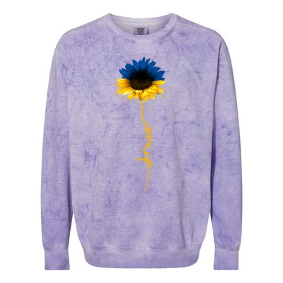 Sunflower Ukrainian Flag Tee I Stand With Ukraine Peace Gift Colorblast Crewneck Sweatshirt