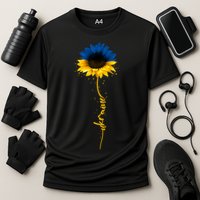Sunflower Ukrainian Flag Tee I Stand With Ukraine Peace Gift Cooling Performance Crew T-Shirt