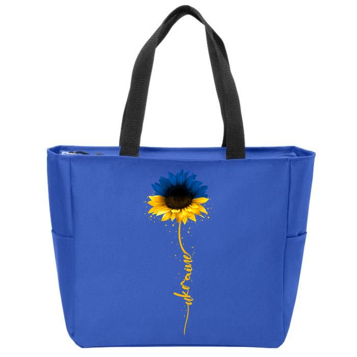 Sunflower Ukrainian Flag Tee I Stand With Ukraine Peace Gift Zip Tote Bag