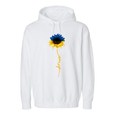 Sunflower Ukrainian Flag Tee I Stand With Ukraine Peace Gift Garment-Dyed Fleece Hoodie