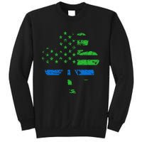 Shamrock USA Flag Thin Blue Line Police St Patricks Day Sweatshirt