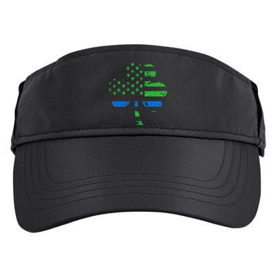 Shamrock USA Flag Thin Blue Line Police St Patricks Day Adult Drive Performance Visor