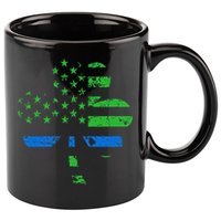 Shamrock USA Flag Thin Blue Line Police St Patricks Day 11oz C Handle Ceramic Mug
