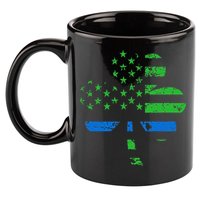 Shamrock USA Flag Thin Blue Line Police St Patricks Day 11oz C Handle Ceramic Mug