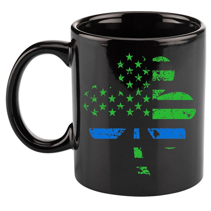 Shamrock USA Flag Thin Blue Line Police St Patricks Day 11oz C Handle Ceramic Mug