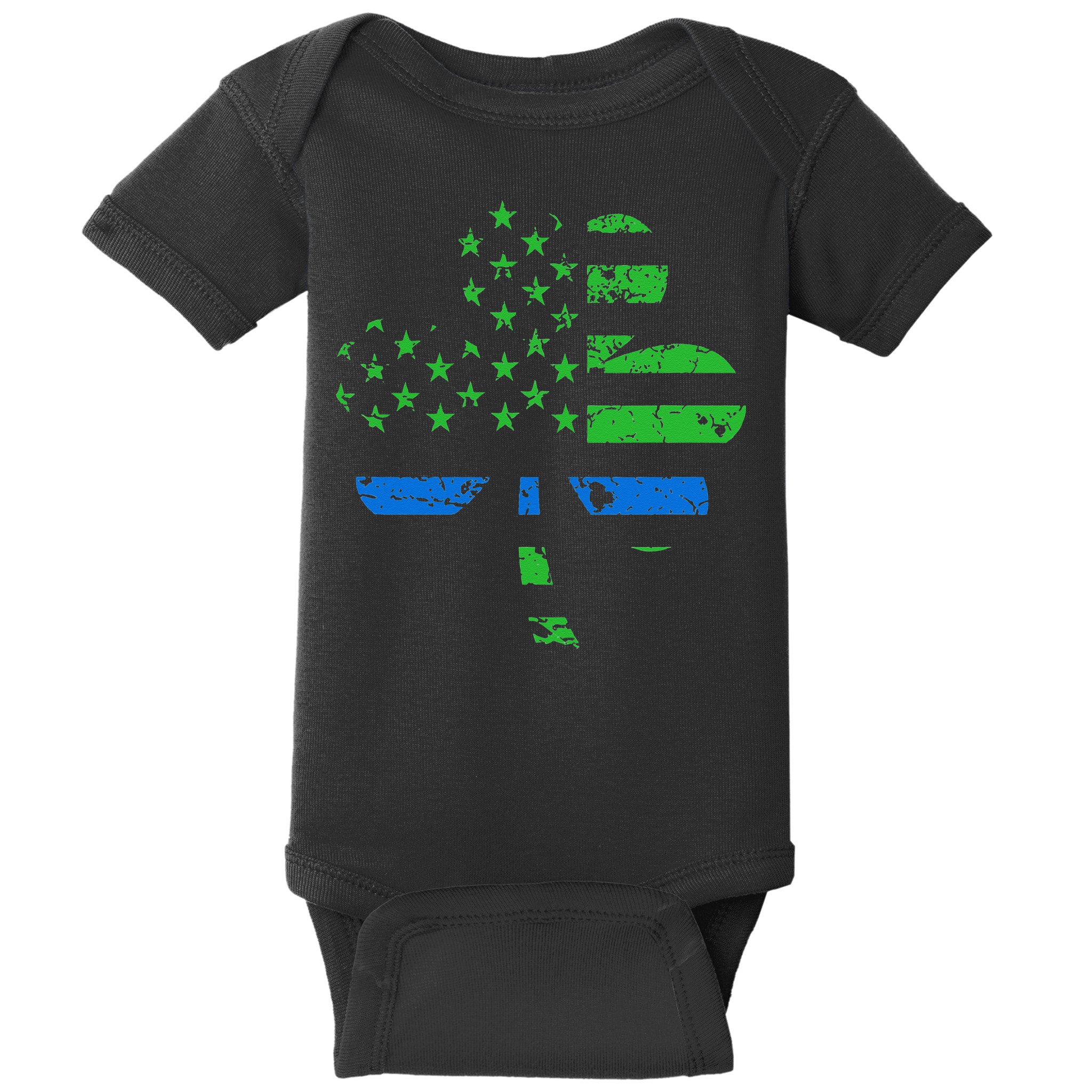 Shamrock USA Flag Thin Blue Line Police St Patricks Day Baby Bodysuit