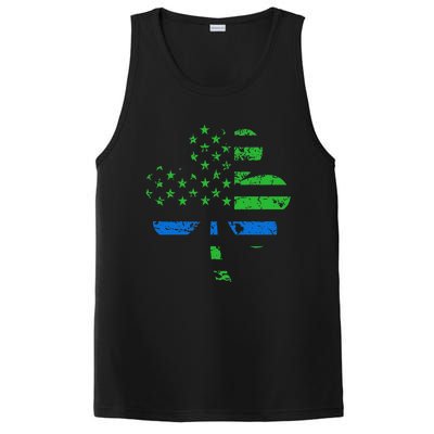 Shamrock USA Flag Thin Blue Line Police St Patricks Day PosiCharge Competitor Tank