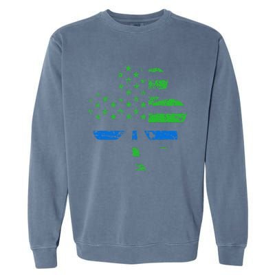 Shamrock USA Flag Thin Blue Line Police St Patricks Day Garment-Dyed Sweatshirt