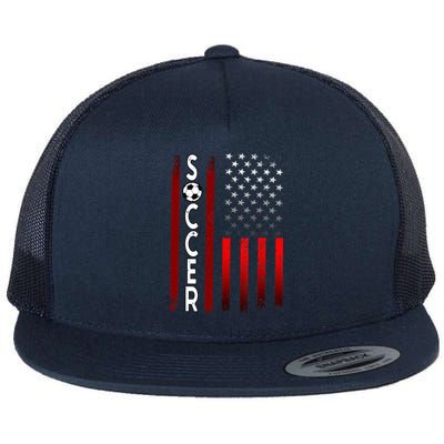 Soccer USA Flag Futbol Ball Sport Player Flat Bill Trucker Hat