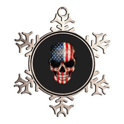 Skull USA Flag 4th of July American Patriotic Metallic Star Ornament