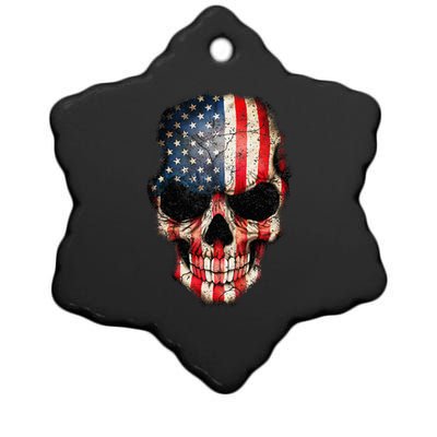 Skull USA Flag 4th of July American Patriotic Ceramic Star Ornament