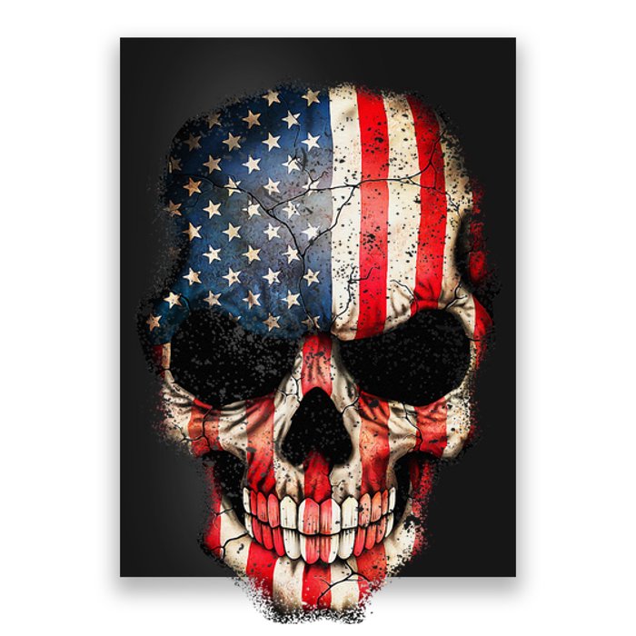 Skull USA Flag 4th of July American Patriotic Poster