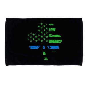 Shamrock Usa Flag Thin Blue Line Police St Patricks Day Gift Microfiber Hand Towel