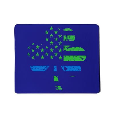 Shamrock Usa Flag Thin Blue Line Police St Patricks Day Gift Mousepad