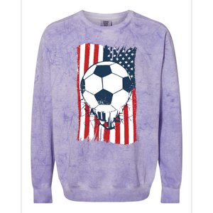 Soccer USA Flag, Soccer Ball Graphic Boys Colorblast Crewneck Sweatshirt