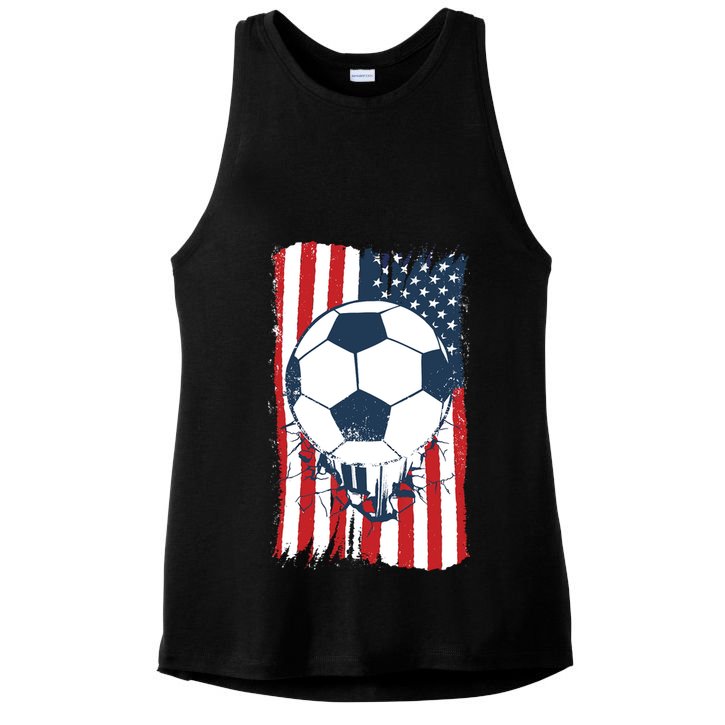 Soccer USA Flag, Soccer Ball Graphic Boys Ladies PosiCharge Tri-Blend Wicking Tank