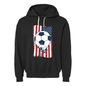 Soccer USA Flag, Soccer Ball Graphic Boys Garment-Dyed Fleece Hoodie